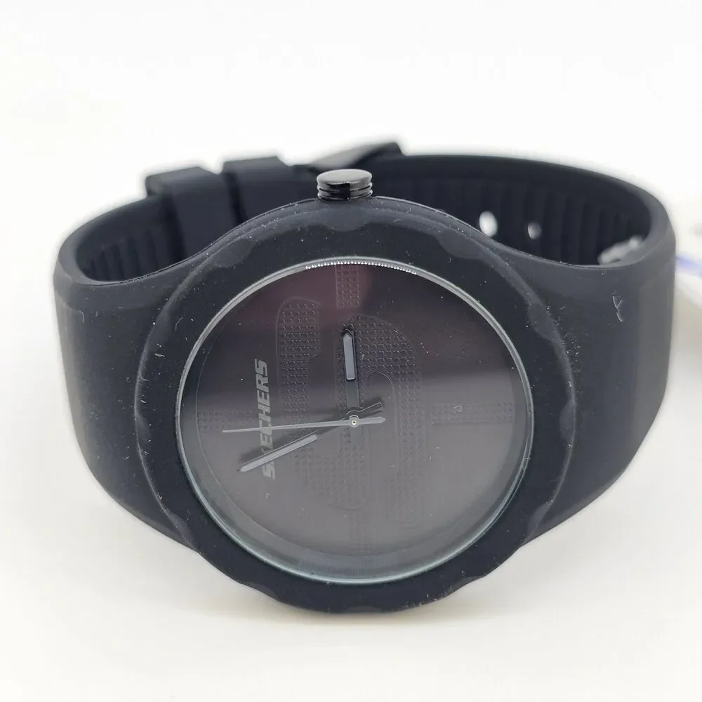 Skechers Unisex Watch‎ 42MM Black Dial Black Plastic Band Straps New Battery